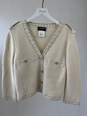 Chanel Cream Cardigan with Pearls Detail and CC Buttons FR 40 (UK 12)