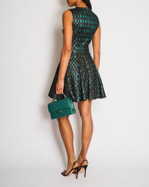 Dolce & Gabbana Turquoise Metallic and Gold Jacquard Mini Dress Size IT 38 (UK 6)