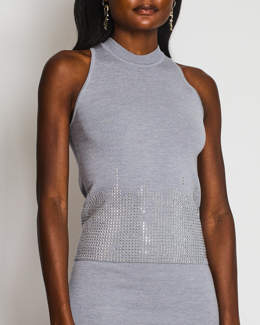 JW Anderson Grey Wool Embellished Set , Mini Skirt and Top Set Size XS (UK 6) RRP £700