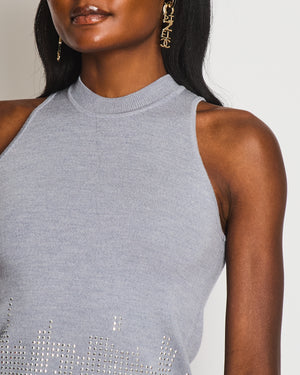 JW Anderson Grey Wool Embellished Set , Mini Skirt and Top Set Size XS (UK 6) RRP £700