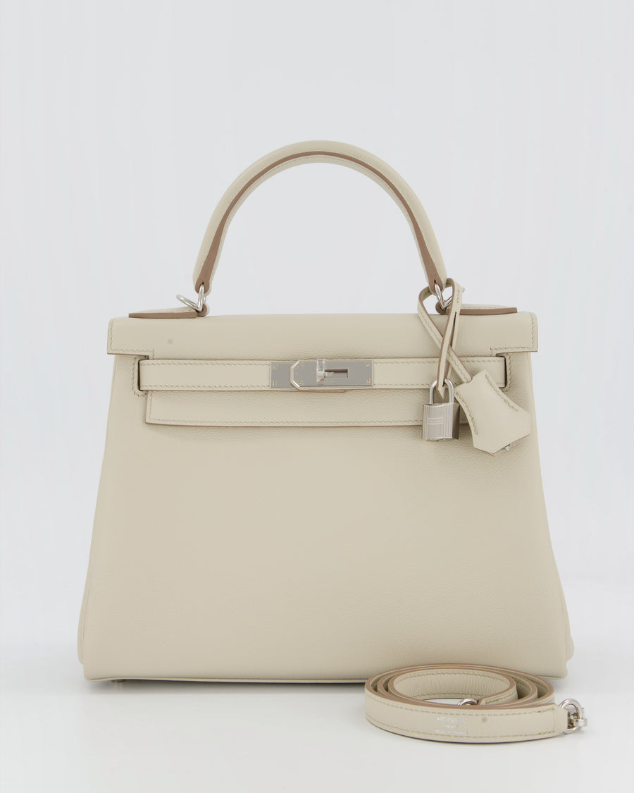 Hermès Kelly 28 Retourne Bag in Beton Evercolor Leather with Palladium Hardware