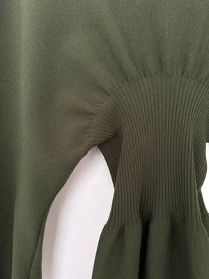 Bottega Veneta Khaki Green Balloon-Sleeve Wool Knee-Length Dress Size XS (UK 6)