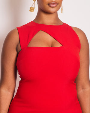 Versace Red Sleeveless Dress with Cut-out Detail Size IT 46 (UK 14)
