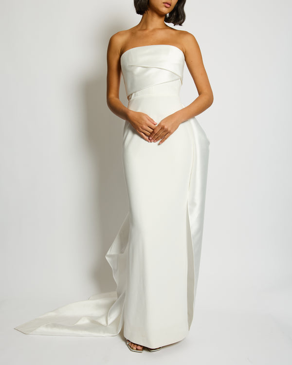 Solace London White Kinsley Strapless Maxi Dress Size UK 8