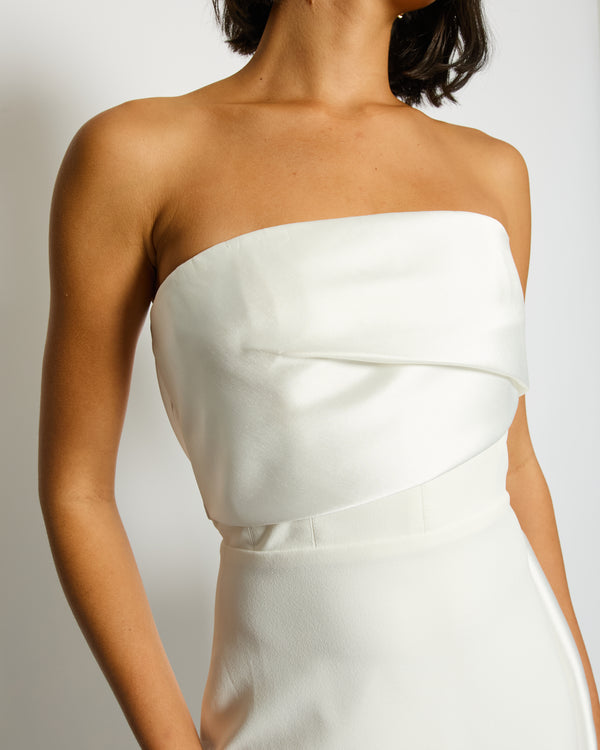 Solace London White Kinsley Strapless Maxi Dress Size UK 8