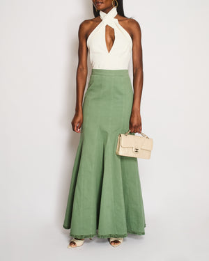 Max Mara Green Denim Maxi Skirt with Frill Hem Detail IT 36 (UK 4) (fits a UK 8) RRP £640