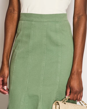 Max Mara Green Denim Maxi Skirt with Frill Hem Detail IT 36 (UK 4) (fits a UK 8) RRP £640