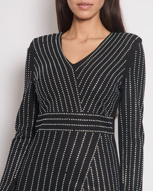 Balmain Black Mini Dress with Crystals Detailing FR L (UK 12-14)