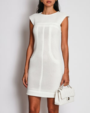 Chanel White Textured Sleeveless Mini Dress with Pocket Detail Size FR 34 (UK 6)