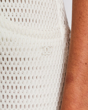 Chanel White Textured Sleeveless Mini Dress with Pocket Detail Size FR 34 (UK 6)