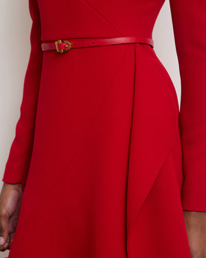 Elie Saab Red Halter-Neck Maxi Belted Dress with Cut-Out Arm Detail FR 40 (UK 12)