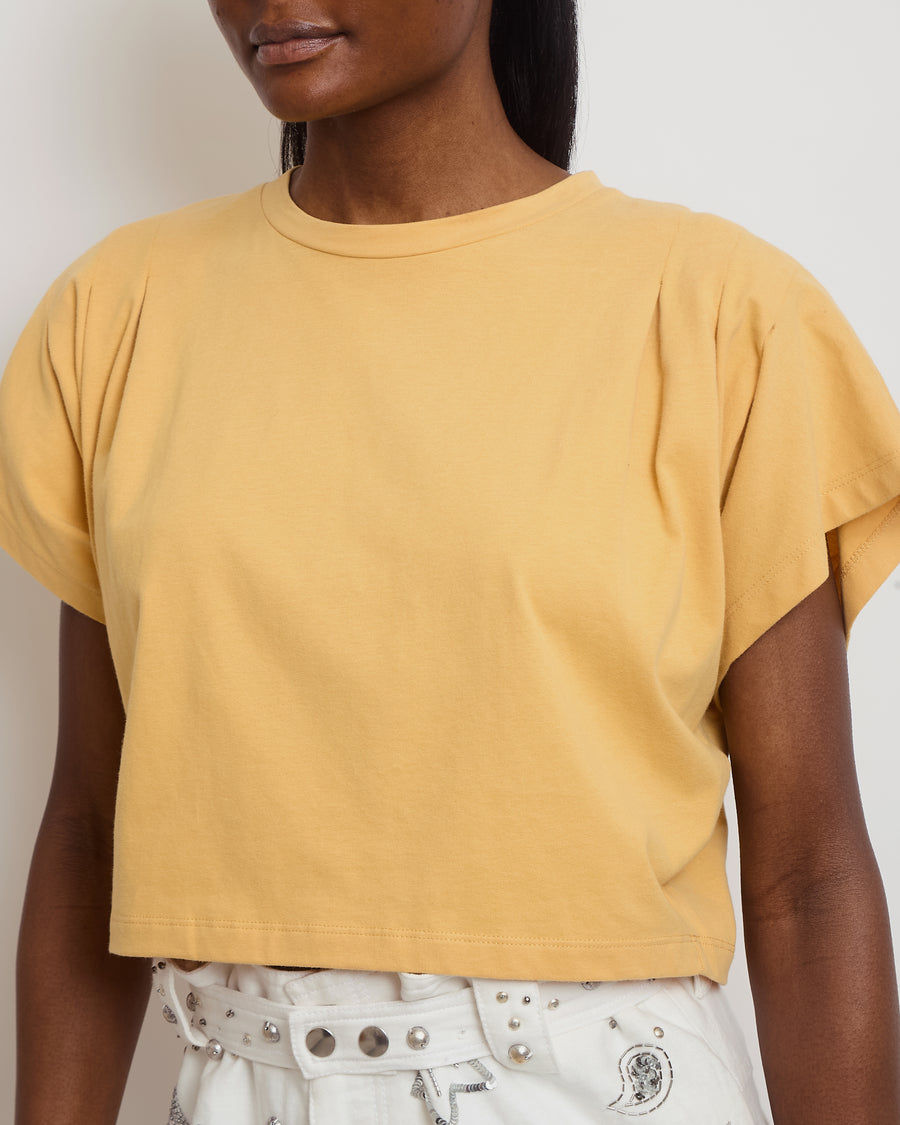 Isabel Marant Yellow Over-Sized Short Sleeve Cropped T-Shirt Size S (UK 8)