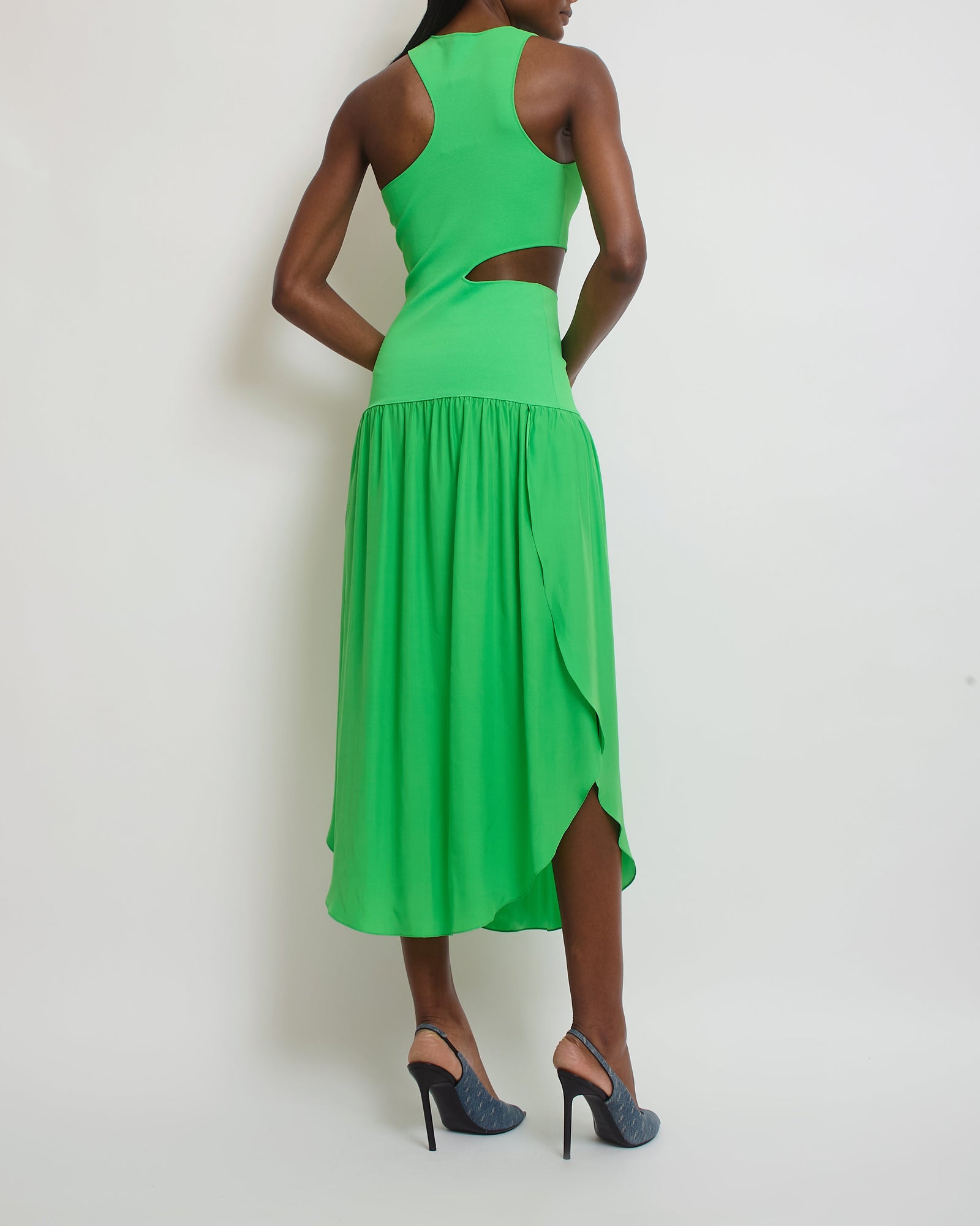 stella mccartney green silk dress Stella Mccartney Draped Silk Maxi Dress In Green - 75% Off