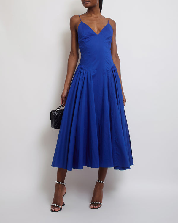 TOVE Electric Blue Simple Strap Cotton Midi Dress Size FR 38 (UK 10)