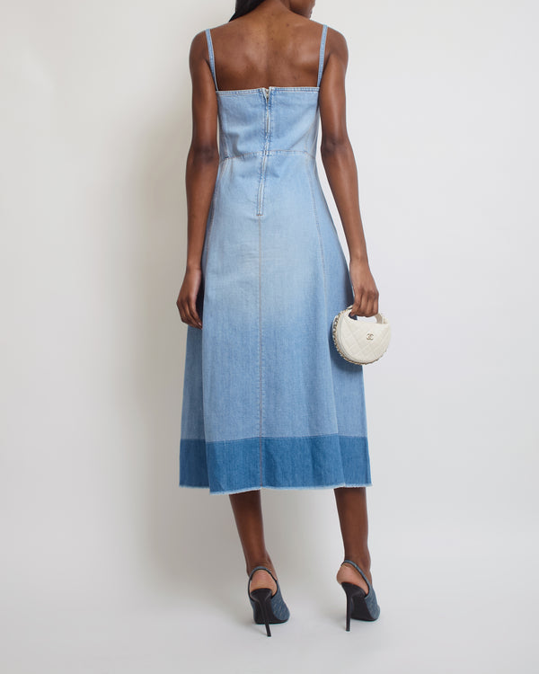 Red Valentino Blue Denim Midi Dress with Butterfly Detail Size IT 40 (UK 8)