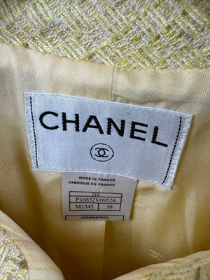 Chanel 01C Yellow Tweed Coat with Zip Detail FR 38 (UK 10)