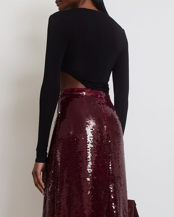 Isabel Marant Black Long-Sleeve Sheer Cut Out Bodysuit Size FR 38 (UK 10)
