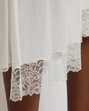 Balenciaga White Sheer Midi Skirt with Lace Detail Size FR 36 (UK 8)