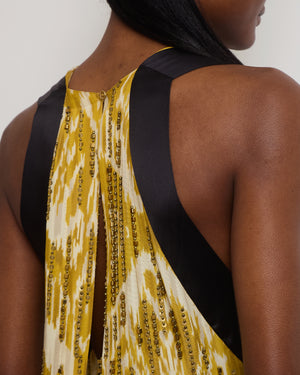 Dries Van Noten Yellow Abstract Vest with Sequin Bead Detail FR 38 (UK 10)