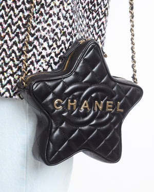 Chanel 23A Black Multi-Colour Sequin Mid Collar Tweed Jacket FR 42 (UK 14)