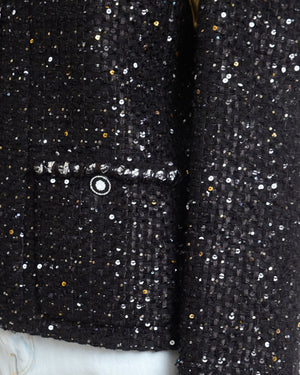 Chanel SS/2022 Black Sequin Jacket with Pocket Detail FR 44 (UK 16)