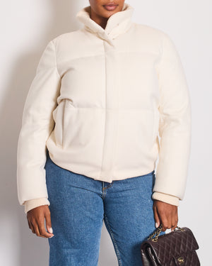 Loro Piana Cream Cashmere Puffer Down Jacket with Cuffed Sleeves Details Size IT 44 (UK 12) RRP 4200£