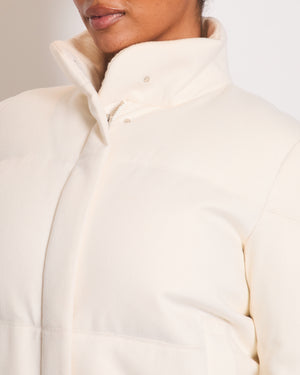 Loro Piana Cream Cashmere Puffer Down Jacket with Cuffed Sleeves Details Size IT 44 (UK 12) RRP 4200£