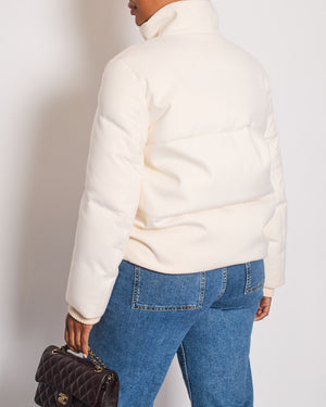 Loro Piana Cream Cashmere Puffer Down Jacket with Cuffed Sleeves Details Size IT 44 (UK 12) RRP 4200£