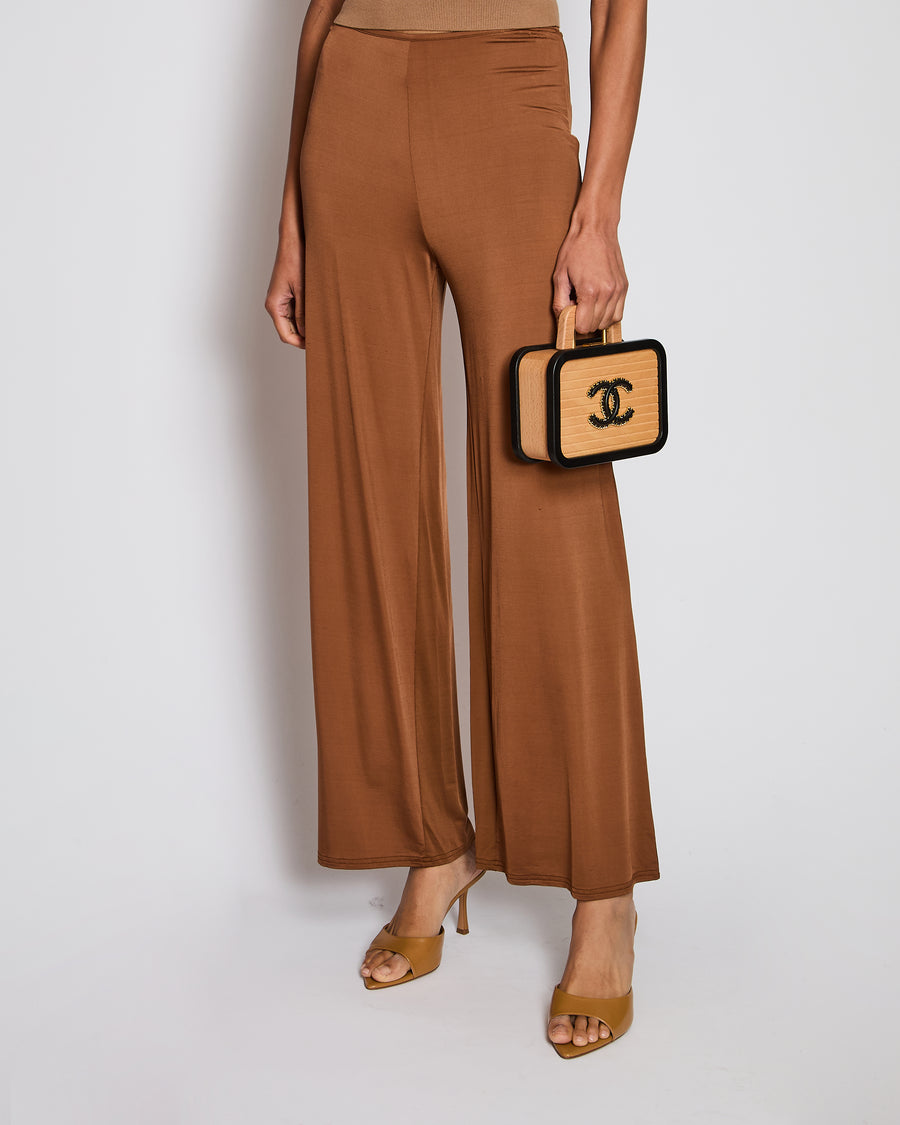 Cult Gaia Tavern-Hued Sateen Jersey Straight Leg Pants Size US 2 (UK 6) RRP £380