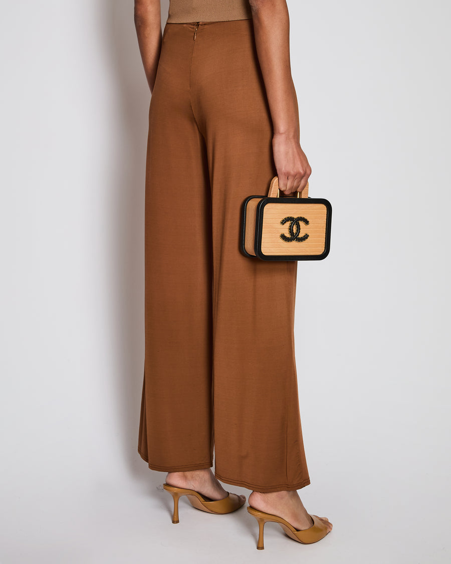 Cult Gaia Tavern-Hued Sateen Jersey Straight Leg Pants Size US 2 (UK 6) RRP £380