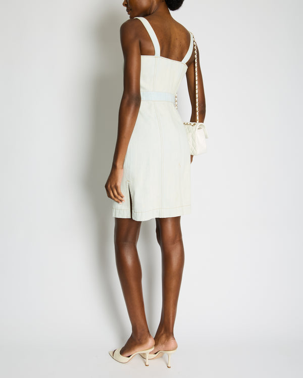Chanel 18C Light Blue Denim Mini Dress with Button Detail Size FR 38 (UK 10) RRP £2,200
