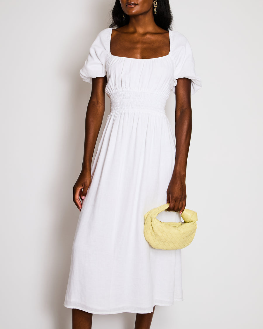 Faithfull The Brand White Midi Linen Dress Size S (UK 8)