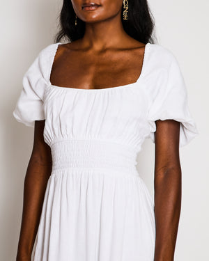 Faithfull The Brand White Midi Linen Dress Size S (UK 8)