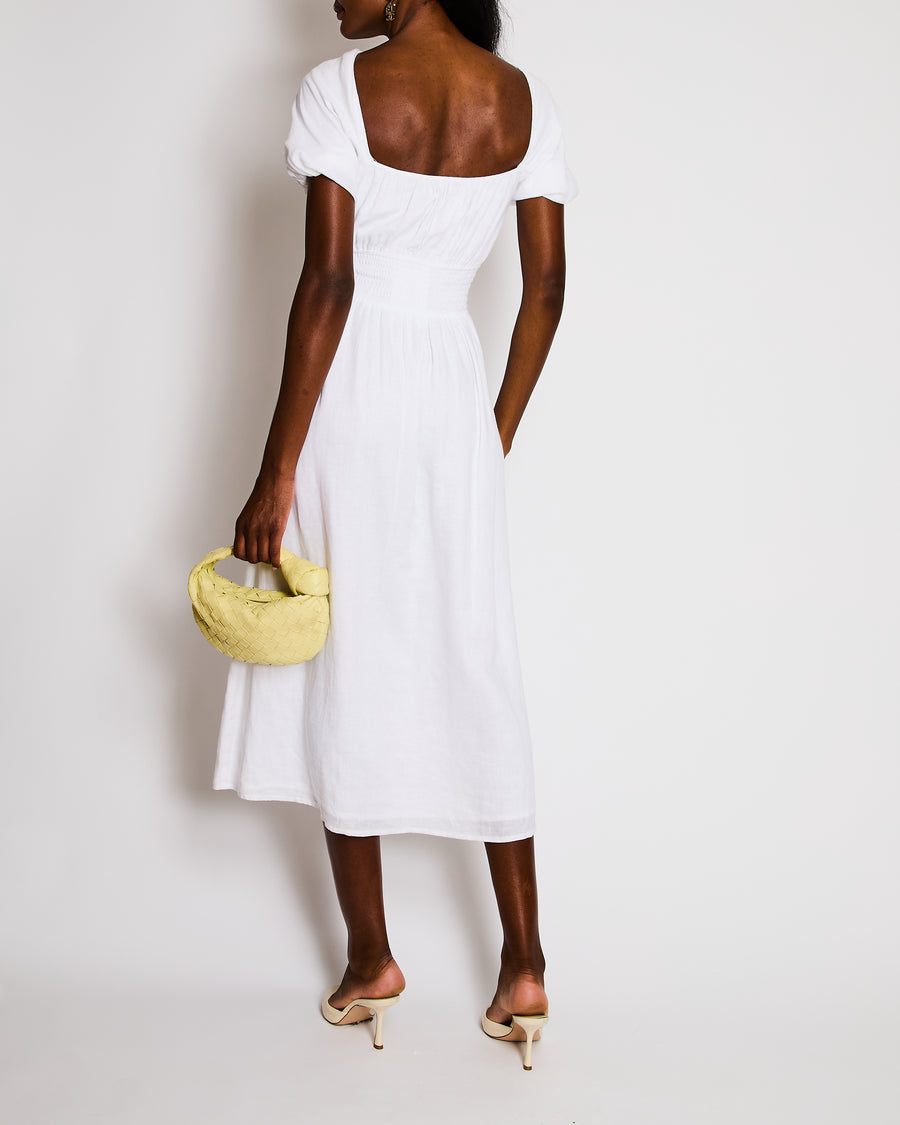 Faithfull The Brand White Midi Linen Dress Size S (UK 8)