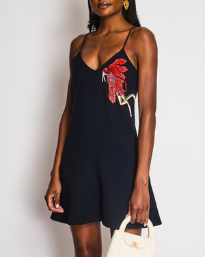 Mary Katrantzou Navy Caraco Dress with Embellishment Size XS (UK 6)