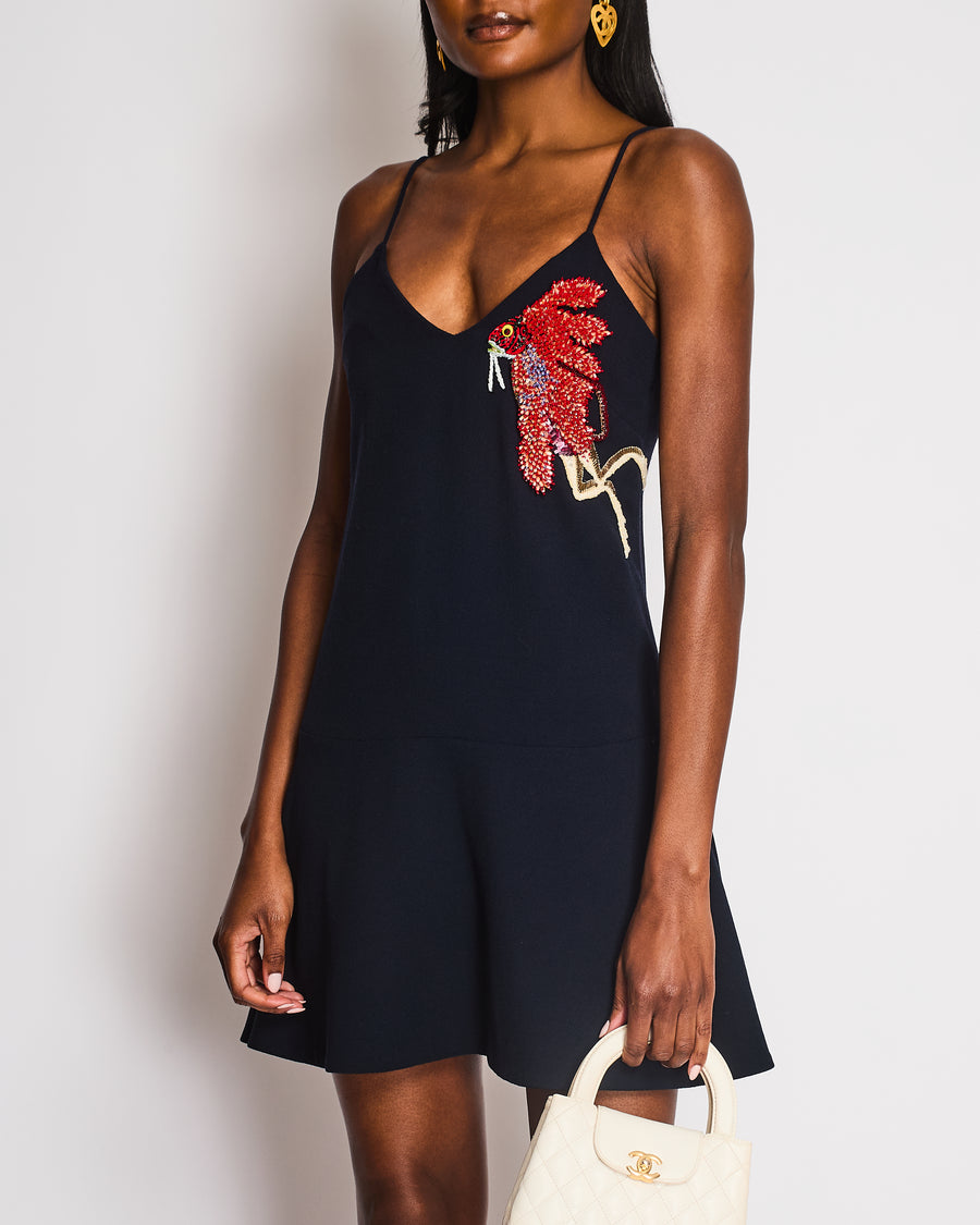 Mary Katrantzou Navy Caraco Dress with Embellishment Size XS (UK 6)