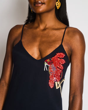 Mary Katrantzou Navy Caraco Dress with Embellishment Size XS (UK 6)