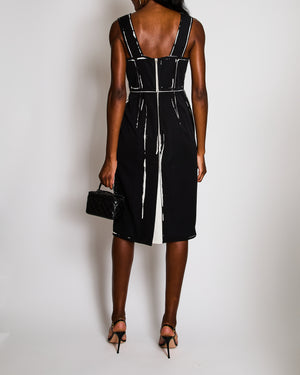 Prada Black Midi Sleeveless Dress with White Print Details Size IT 40 (UK 8)