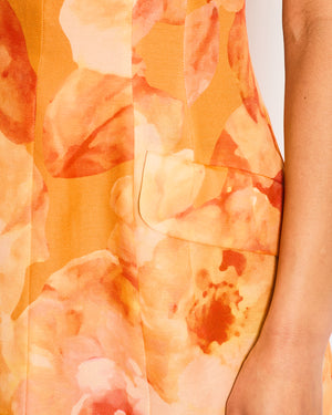 Christian Dior Orange Silk Floral Aquarelle Sleeveless Dress Size FR 40 (UK 12)