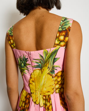 Dolce & Gabbana Pink Mini Dress with Pineapple Prints Size IT 42 (UK 10)