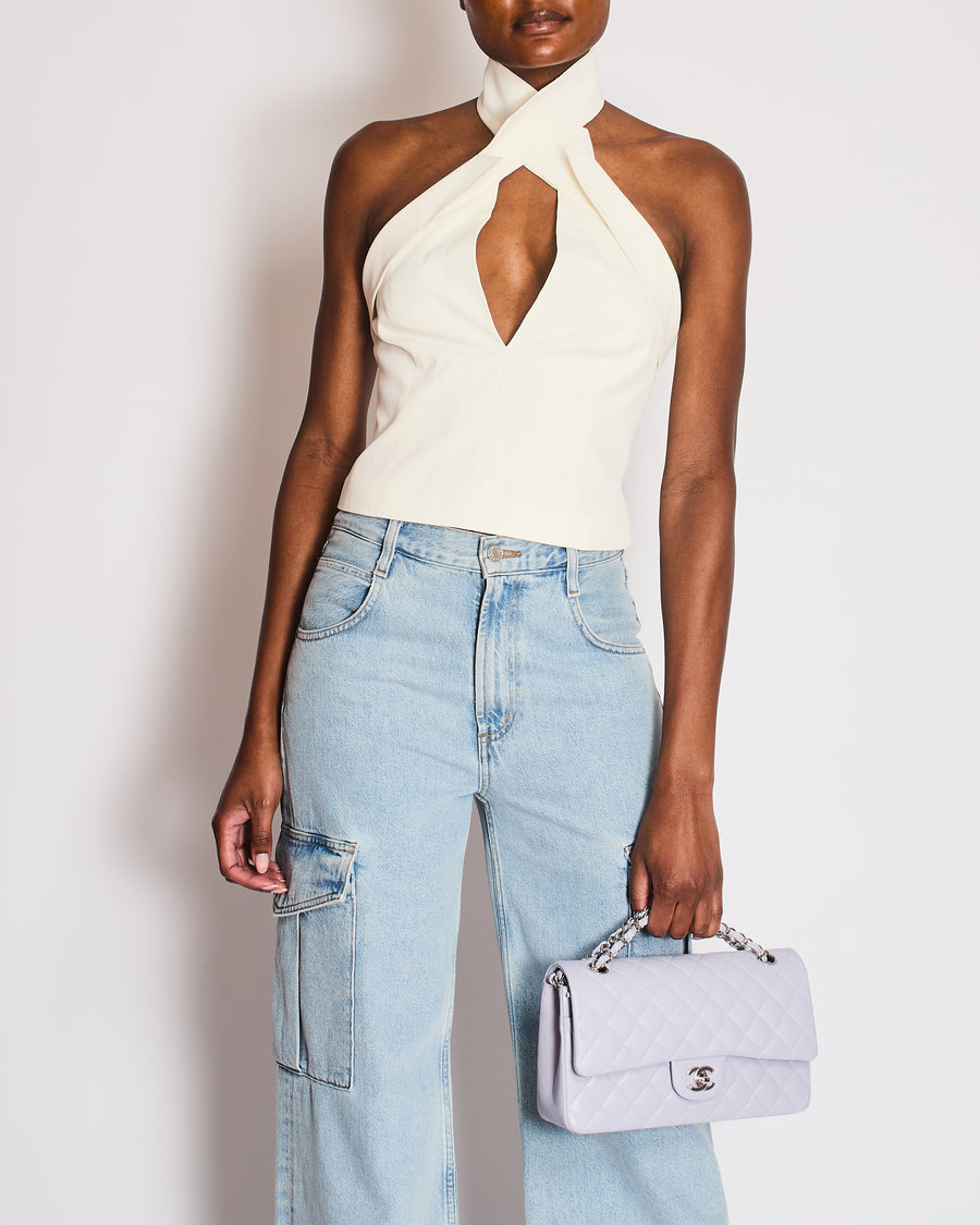 Cult Gaia White Cropped Bandeau Top with Cross Neck Detail IT 36 (UK 4)