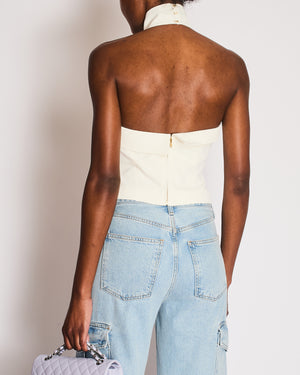 Cult Gaia White Cropped Bandeau Top with Cross Neck Detail IT 36 (UK 4)
