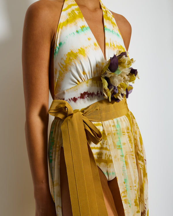 Silvia Tcherassi Multi-Colour Abstract Swimsuit and Wrap Skirt Set Size XS (UK 6)