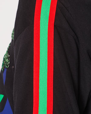 Gucci Navy Long Sleeve Cities Oversized Sweatshirt with Sequin Tiger Detail Size XS (UK 6)