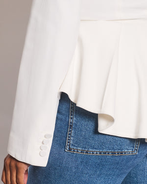 Alexander McQueen White Tailored Blazer with Peplum Hem Size IT 44 (UK 12)