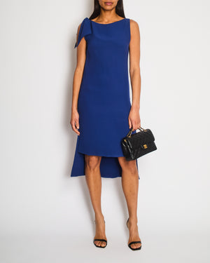 Christian Dior Electric Blue Silk Midi Dress with Shoulder Detailing Size FR 38 (UK 10)