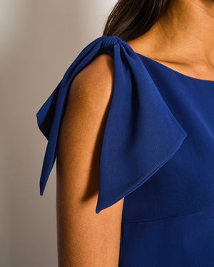 Christian Dior Electric Blue Silk Midi Dress with Shoulder Detailing Size FR 38 (UK 10)