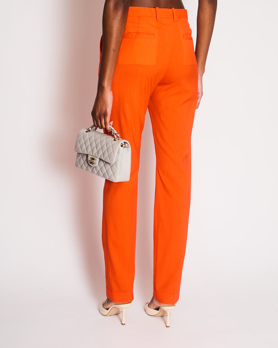 Hermes Bright Orange Tailored Trousers FR 38 Size UK 8