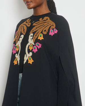 Emilio Pucci Black Round Neck Long Sleeve Cape with Embellishment Detail Size IT 40 (UK 8)