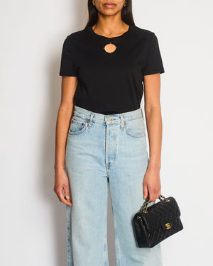 Chanel 20S Black T-Shirt with Cut-Out Front Detailing Size FR 34/36 (UK 6/8) RRP £1,450
